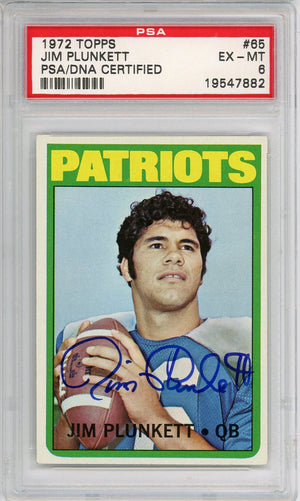 1972 TOPPS JIM PLUNKETT #65 ROOKIE CARD PSA DNA AUTO PSA 6
