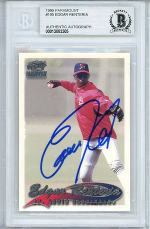 1999 PARAMOUNT EDGAR RENTERIA AUTO #195 BECKETT BAS