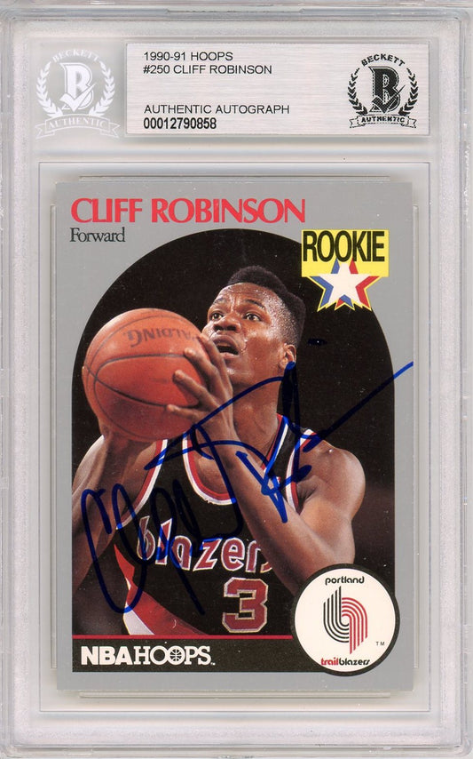 1990-91 HOOPS CLIFF ROBINSON AUTO RC BECKETT BAS