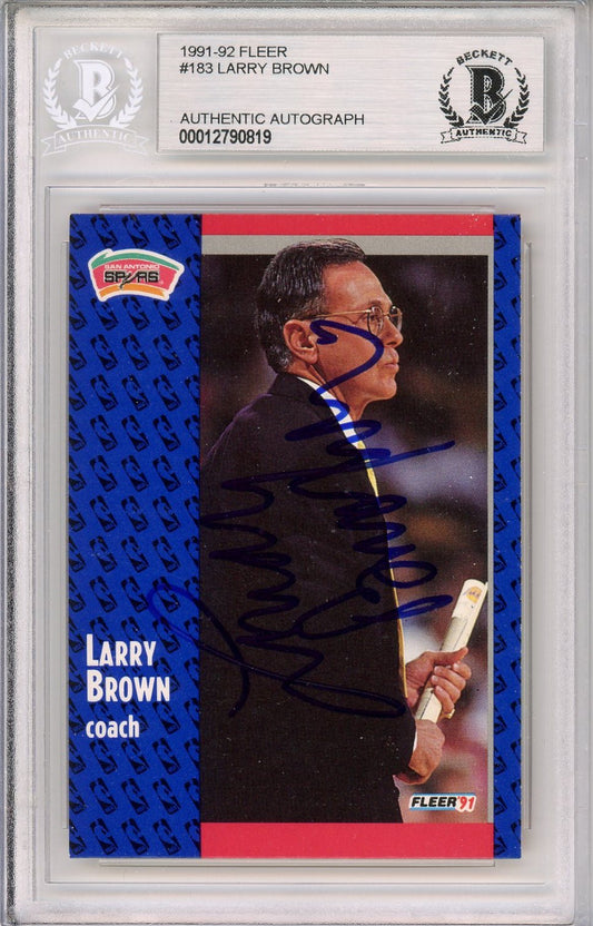 1991 FLEER LARRY BROWN #183 AUTO BAS BECKETT (819)